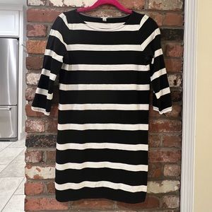 J. Crew Black and White Striped Shift Dress